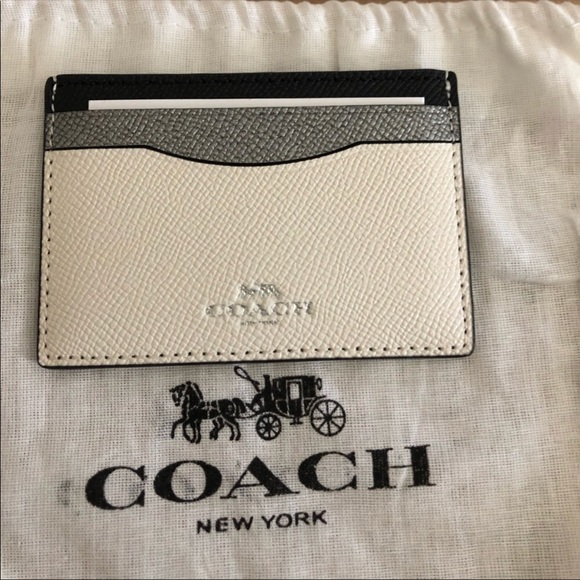 coach white card holder